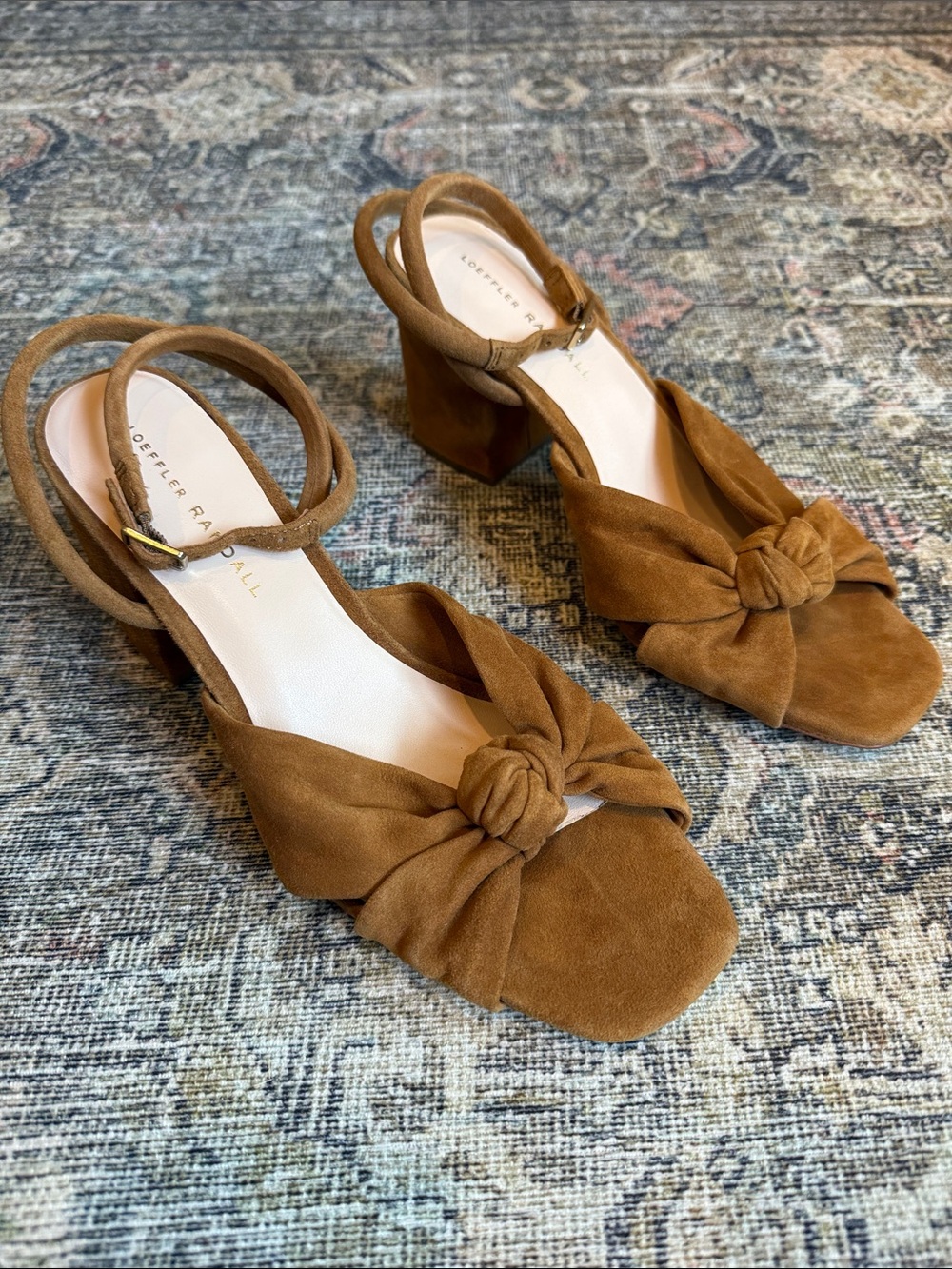 Loeffler Randall Brown Suede Knot Block Heel Sandals